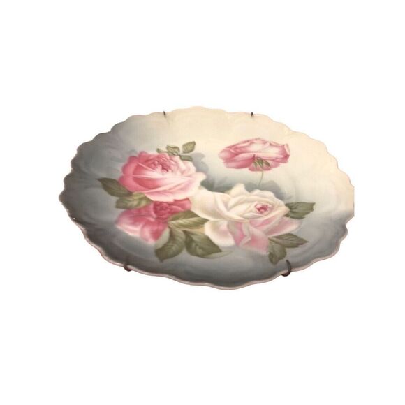VNT ROSE SCALLOPED EDGE Bavarian Plate Germany Z. S. & Ca Zeh Scherzer Roses - Picture 8 of 9